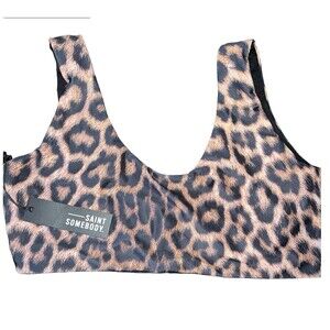 Saint Somebody Bikini Top Womens Sz 14 Wild At Heart Leopard Underwire Luxe New